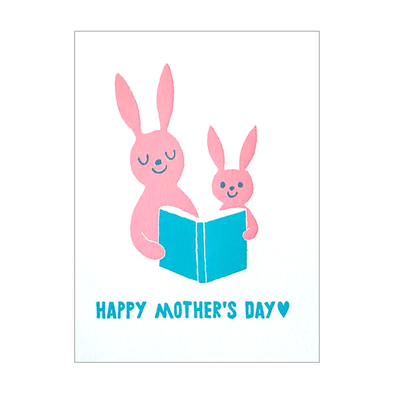 Mother's Day Reading Bunnies Card by Fugu Fugu