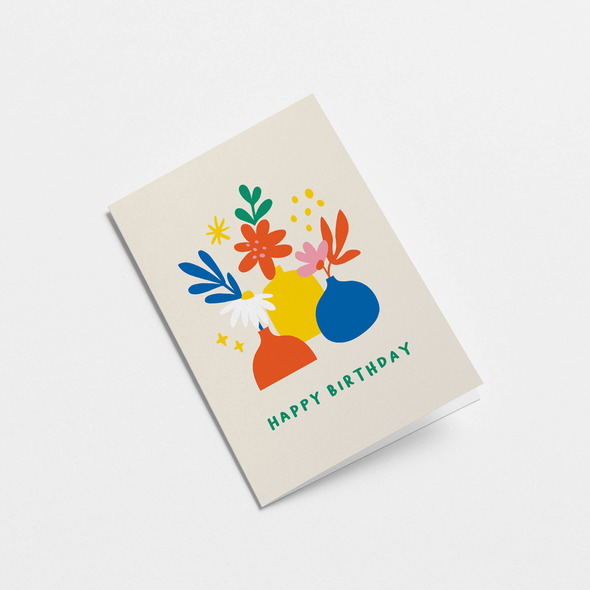 Happy Birthday Flowers Card by Graphic Factory