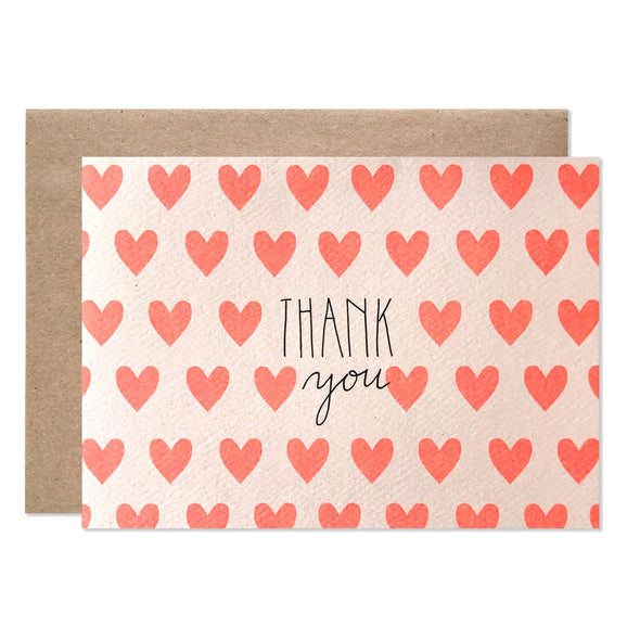Thank You Neon Hearts Card by Hartland Brooklyn