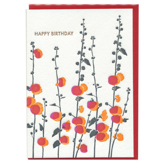 Hollyhock Birthday Card by Ilee