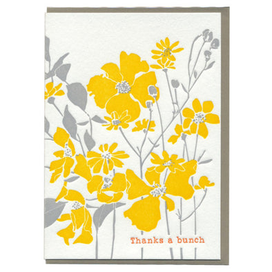 Yellow & Gray Flowers Thanks a Bunch Card by Ilee
