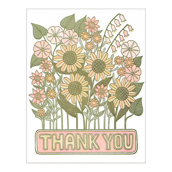 Thank You Flowers Letterpress Card by Lucky Horse