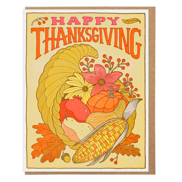 Happy Thanksgiving Cornucopia Card by Lucky Horse Press