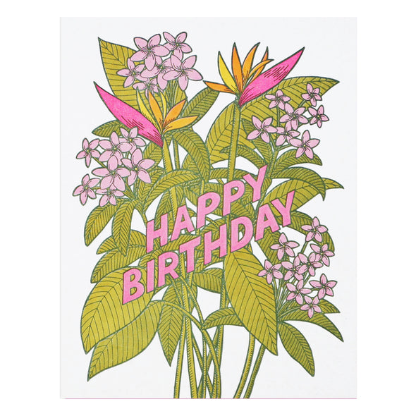 Tropical Flowers Birthday Card by Lucky Horse Press
