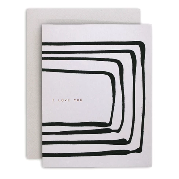 Love You Stripe Grey Card by Moglea