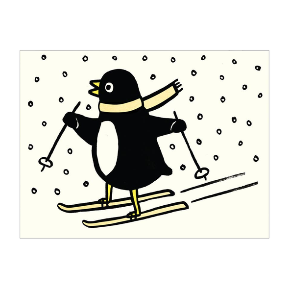 Alice Bowsher Skiing Penguin Card by Wrap