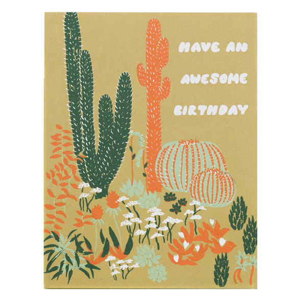 Cacti Vignette Awesome Birthday Card by Small Adventure