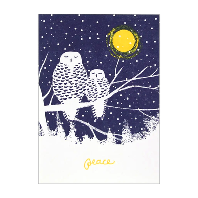 Peaceful Owls Holiday Card by Smudge Ink