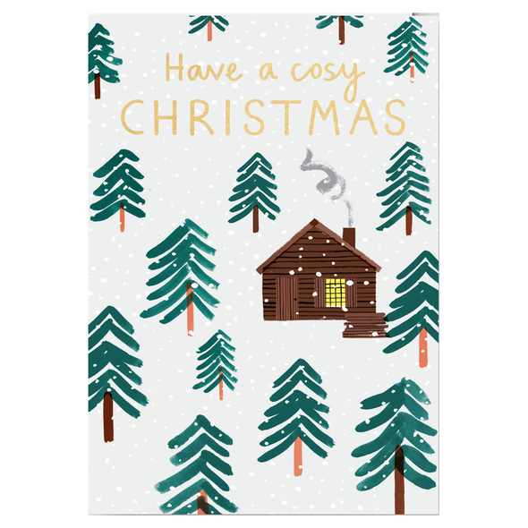 Charlotte Trounce Log Cabin Have a Cosy Christmas Card by Wrap