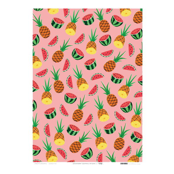 Ruby Taylor Pineapples & Watermelons Wrapping Paper Single Sheet by Wrap